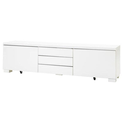 BESTÅ BURS - TV bench, high-gloss white, 180x41x49 cm