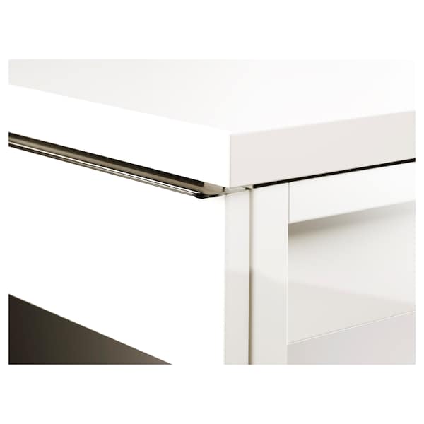 BESTÅ BURS - Desk, high-gloss white, 120x40 cm - best price from Maltashopper.com 70245339