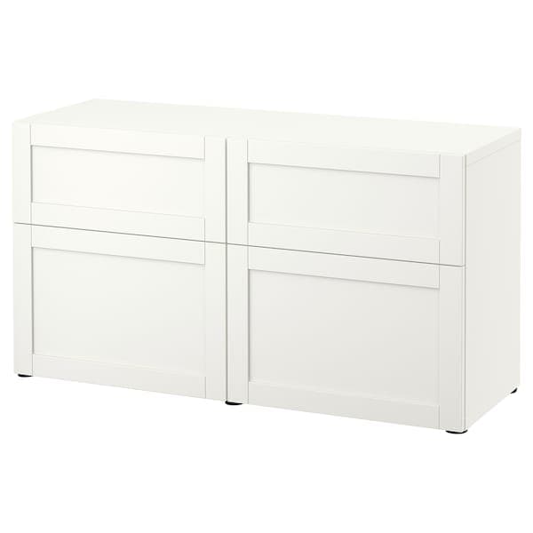 BESTÅ - Storage combination w doors/drawers, white/Hanviken white, 120x42x65 cm - best price from Maltashopper.com 99412634