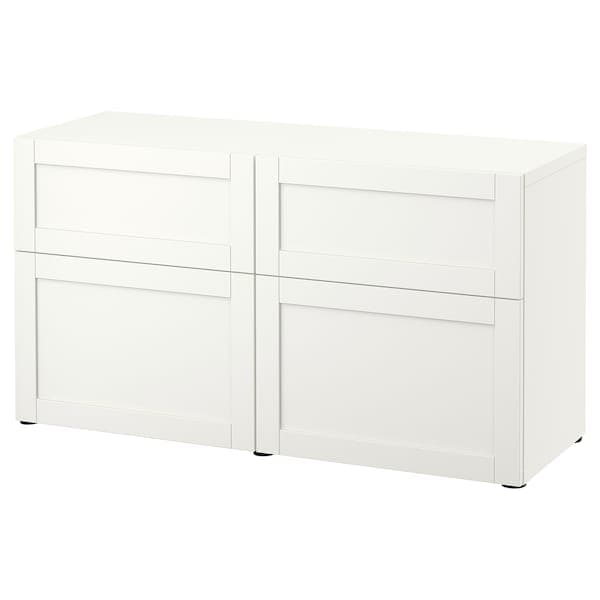 BESTÅ - Storage combination w doors/drawers, white/Hanviken white, 120x42x65 cm - best price from Maltashopper.com 99324642