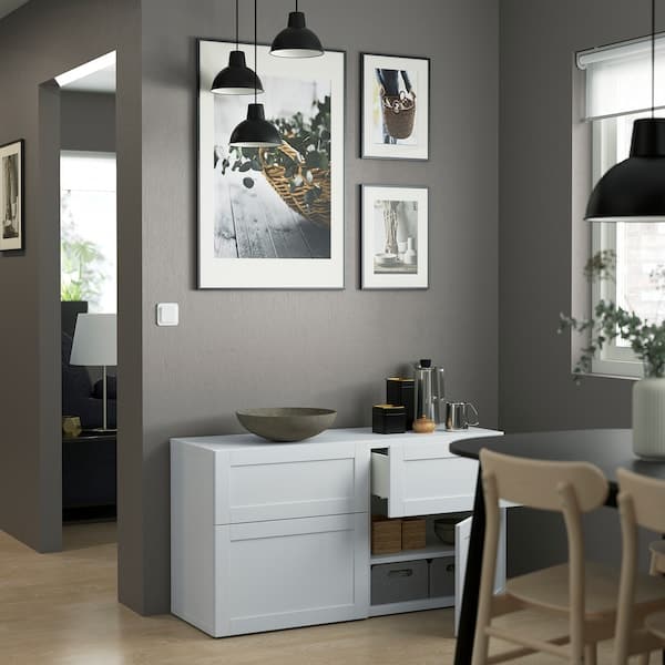 BESTÅ - Storage combination w doors/drawers, white/Hanviken white, 120x42x65 cm - best price from Maltashopper.com 99324642