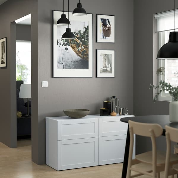 BESTÅ - Storage combination w doors/drawers, white/Hanviken white, 120x42x65 cm - best price from Maltashopper.com 99324642