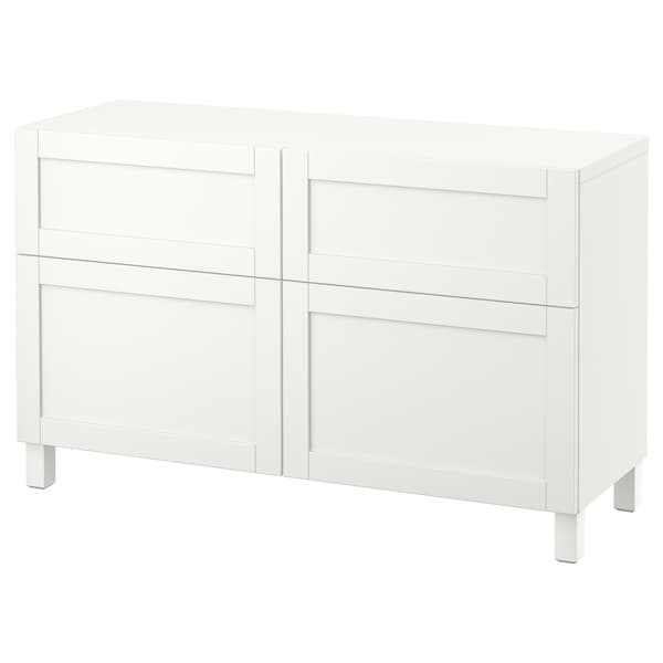 BESTÅ - Storage combination w doors/drawers, white/Hanviken/Stubbarp white, 120x42x74 cm - best price from Maltashopper.com 79195293