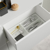 BESTÅ - Storage combination w doors/drawers, white/Hanviken/Stubbarp white clear glass, 120x42x213 cm - Premium  from Ikea - Just €575.99! Shop now at Maltashopper.com