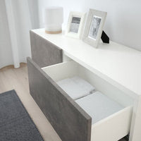 BESTÅ - Storage combination w doors/drawers, white Kallviken/dark grey concrete effect, 120x42x65 cm - best price from Maltashopper.com 29324829