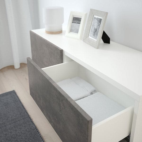 Ikea BESTÅ - Storage combination w doors/drawers, white Kallviken/dark grey concrete effect, 120x42x65 cm