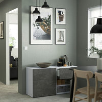 BESTÅ - Storage combination w doors/drawers, white Kallviken/dark grey concrete effect, 120x42x65 cm - best price from Maltashopper.com 29324829