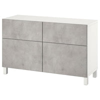 BESTÅ - Storage combination w doors/drawers, white Kallviken/Stubbarp/light grey concrete effect, 120x42x74 cm - best price from Maltashopper.com 89440227