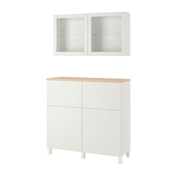 Ikea BESTÅ - Storage combination w doors/drawers, white Lappviken/Sindvik/Stubbarp white clear glass, 120x42x240 cm
