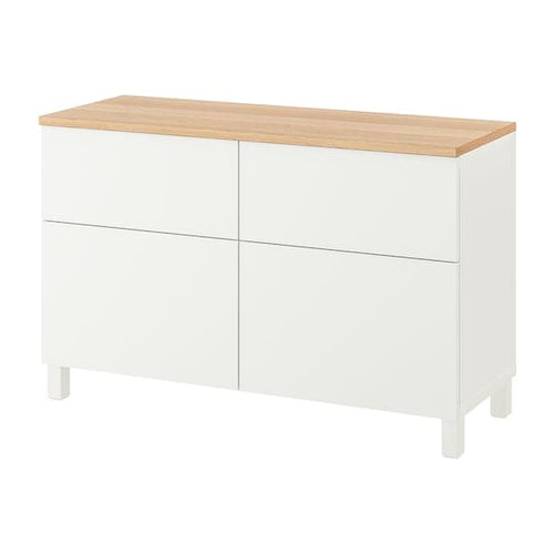 BESTÅ - Storage combination w doors/drawers, white/Lappviken/Stubbarp white, 120x42x76 cm