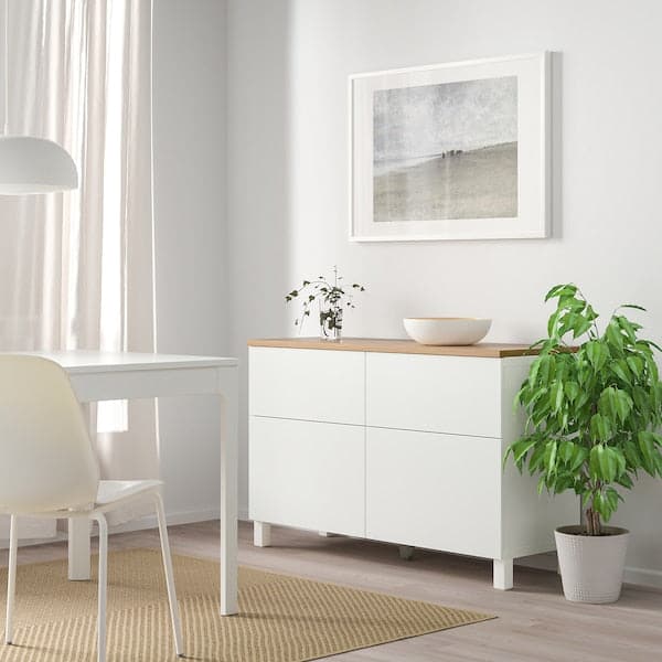 Ikea BESTÅ - Storage combination w doors/drawers, white/Lappviken/Stubbarp white, 120x42x76 cm