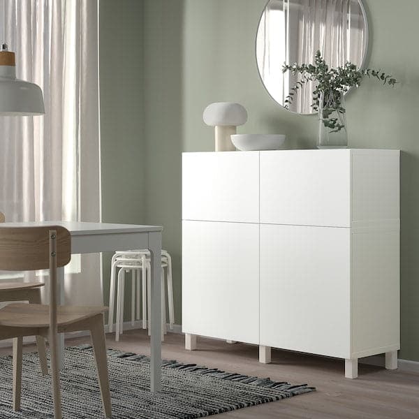 BESTÅ - Storage combination w doors/drawers, white/Lappviken/Stubbarp white, 120x42x112 cm - best price from Maltashopper.com 49480809