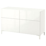 BESTÅ storage combination w doors/drawers, white/Selsviken high-gloss/white, 120x42x74 cm