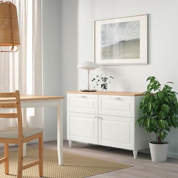 BESTÅ - Storage combination w doors/drawers, white/Smeviken/Kabbarp white, 120x42x76 cm - best price from Maltashopper.com 59412754
