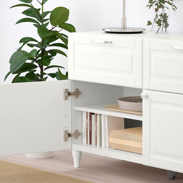 BESTÅ - Storage combination w doors/drawers, white/Smeviken/Kabbarp white, 120x42x74 cm - best price from Maltashopper.com 59412612