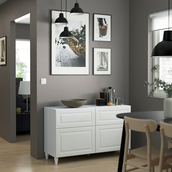 BESTÅ - Storage combination w doors/drawers, white/Smeviken/Kabbarp white, 120x42x74 cm - best price from Maltashopper.com 59412612