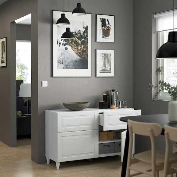 BESTÅ - Storage combination w doors/drawers, white/Smeviken/Kabbarp white, 120x42x74 cm - best price from Maltashopper.com 59384893