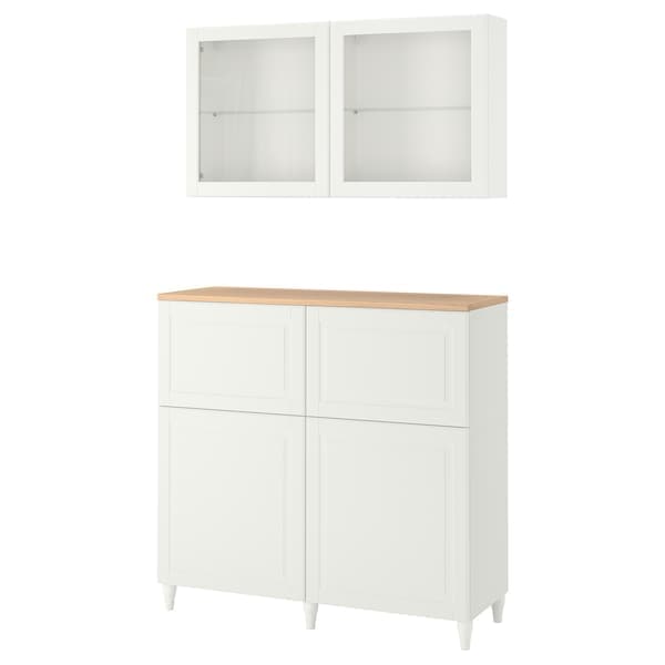 BESTÅ - Storage combination w doors/drawers, white Smeviken/Ostvik/Kabbarp white clear glass, 120x42x240 cm - best price from Maltashopper.com 39412811