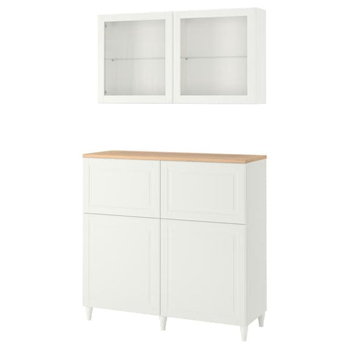BESTÅ - Storage combination w doors/drawers, white Smeviken/Ostvik/Kabbarp white clear glass, 120x42x240 cm