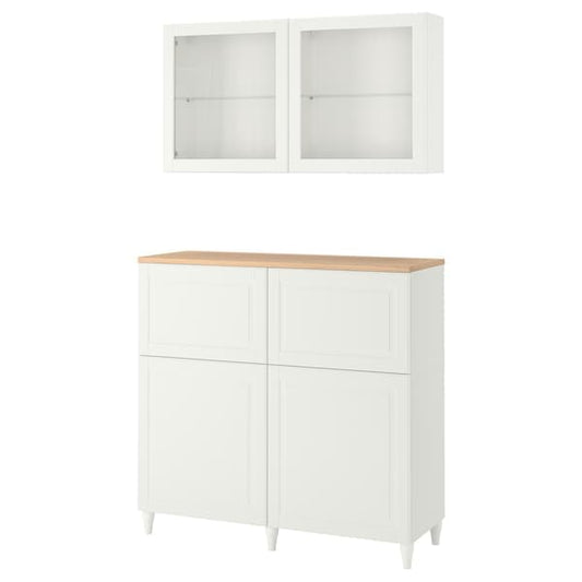 Ikea BESTÅ - Storage combination w doors/drawers, white Smeviken/Ostvik/Kabbarp white clear glass, 120x42x240 cm