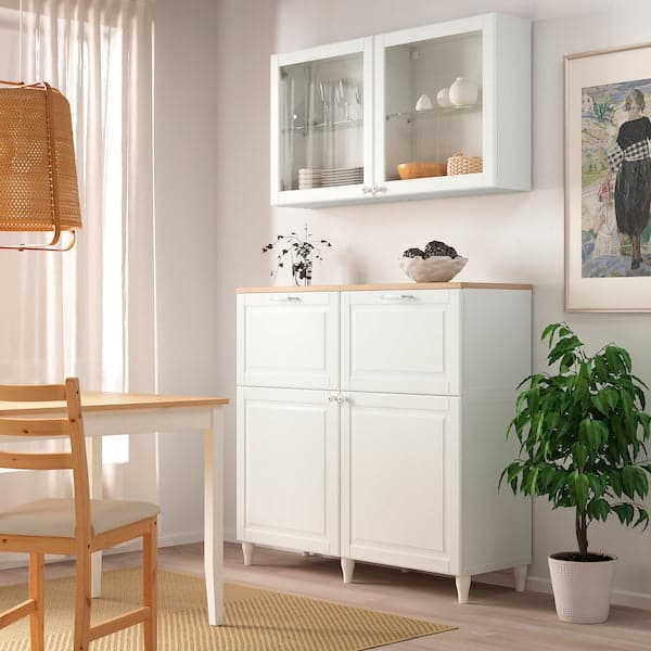 BESTÅ - Storage combination w doors/drawers, white Smeviken/Ostvik/Kabbarp white clear glass, 120x42x240 cm - best price from Maltashopper.com 39412811