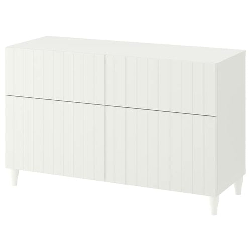 BESTÅ - Storage combination w doors/drawers, white/Sutterviken/Kabbarp white, 120x42x74 cm
