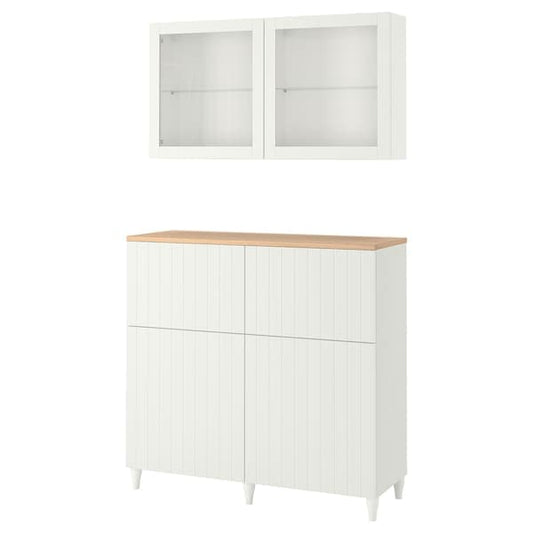BESTÅ - Storage combination w doors/drawers, white/Sutterviken/Kabbarp white clear glass, 120x42x240 cm - best price from Maltashopper.com 99412808