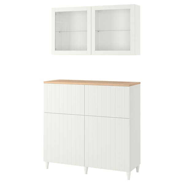 BESTÅ - Storage combination w doors/drawers, white/Sutterviken/Kabbarp white clear glass, 120x42x240 cm - best price from Maltashopper.com 09412817