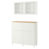BESTÅ storage combination w doors/drawers, white/Sutterviken/Kabbarp white clear glass, 120x42x240 cm