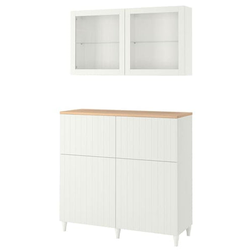 BESTÅ - Storage combination w doors/drawers, white/Sutterviken/Kabbarp white clear glass, 120x42x240 cm