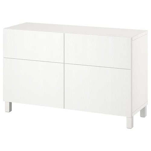 BESTÅ - Storage combination w doors/drawers, white/Timmerviken/Stubbarp white, 120x42x74 cm