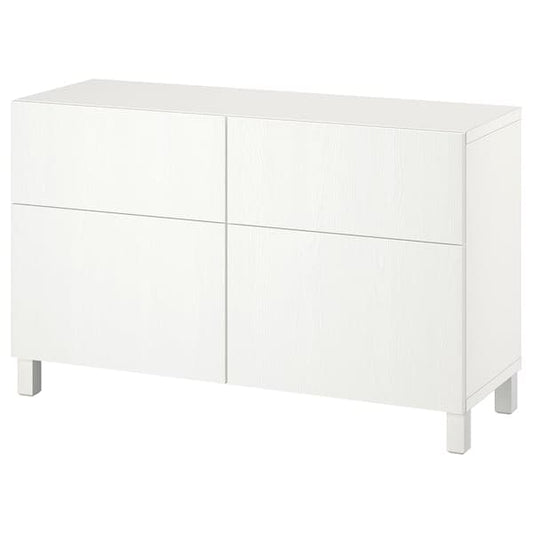 Ikea BESTÅ - Storage combination w doors/drawers, white/Timmerviken/Stubbarp white, 120x42x74 cm