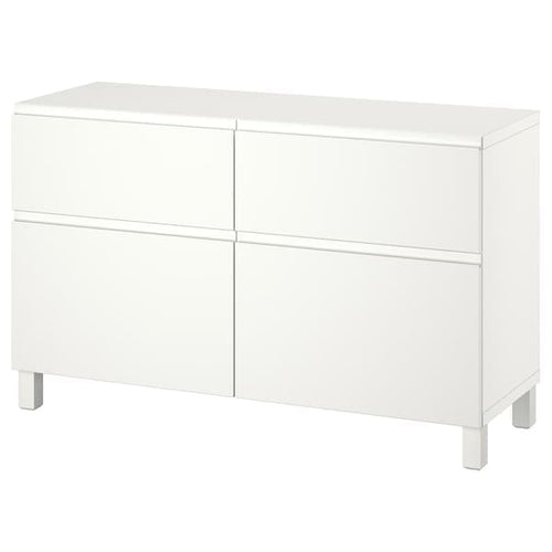 BESTÅ - Storage combination w doors/drawers, white/Västerviken/Stubbarp white, 120x42x74 cm