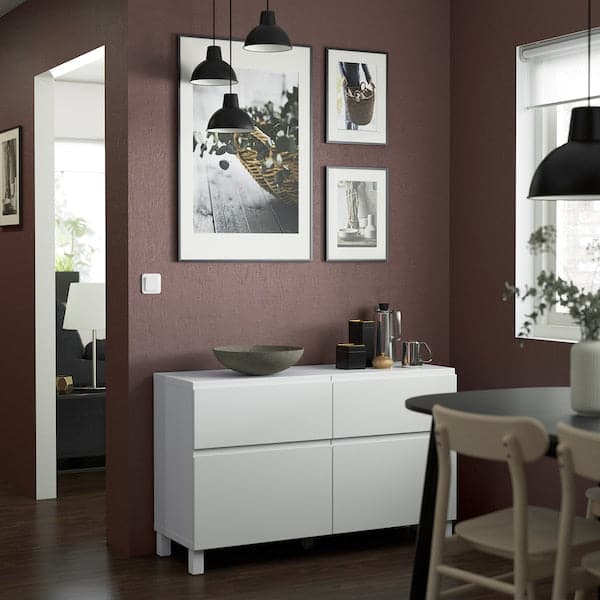 Ikea BESTÅ - Storage combination w doors/drawers, white/Västerviken/Stubbarp white, 120x42x74 cm