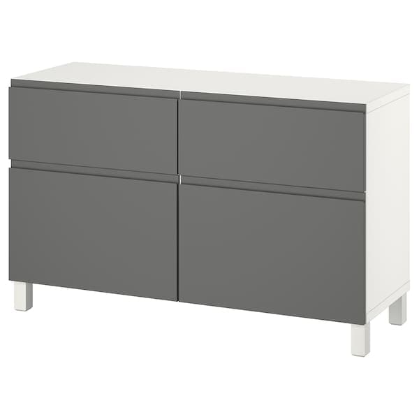 BESTÅ - Storage combination w doors/drawers, white/Västerviken/Stubbarp dark grey, 120x42x74 cm - best price from Maltashopper.com 49421532