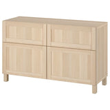 BESTÅ storage combination w doors/drawers, white stained oak effect/Hanviken/Stubbarp white stained oak effect, 120x42x74 cm