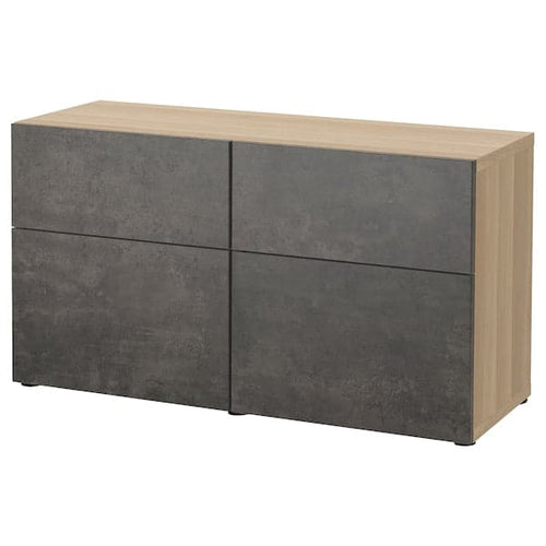 BESTÅ storage combination w doors/drawers, white stained oak effect Kallviken/dark grey concrete effect, 120x65x42 cm