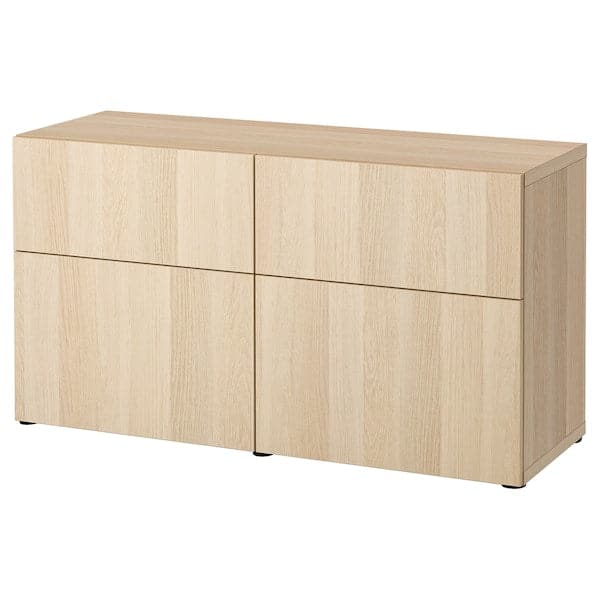 BESTÅ - Storage combination w doors/drawers, white stained oak effect/Lappviken white stained oak effect, 120x42x65 cm - best price from Maltashopper.com 69412640