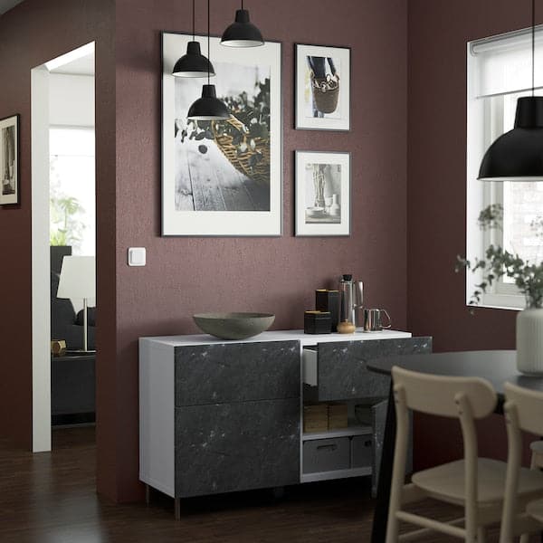 BESTÅ - Combinazione + ante/cassetti, grigio scuro Bergsviken/Stubbarp/nero effetto marmo, - Premium  from Ikea - Just €364.99! Shop now at Maltashopper.com