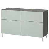 BESTÅ storage combination w doors/drawers, dark grey/Hjortviken/Ösarp pale grey-green, 120x42x74 cm