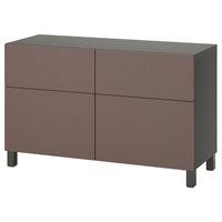 BESTÅ - Combination + doors/drawers, dark grey/Hjortviken/Stubbarp brown, , - best price from Maltashopper.com 09556170