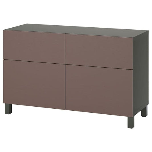 Ikea BESTÅ - Combination + doors/drawers, dark grey/Hjortviken/Stubbarp brown, ,