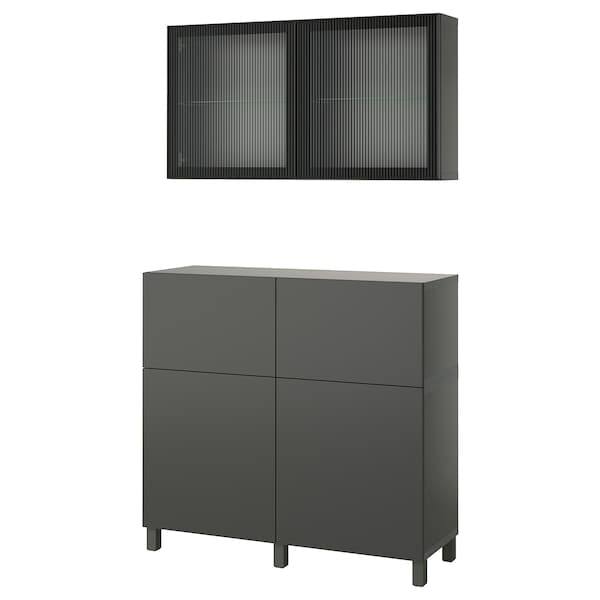 BESTÅ - Storage combination w doors/drawers, dark grey Lappviken/Stubbarp/Fällsvik anthracite, 120x42x213 cm - best price from Maltashopper.com 59508134