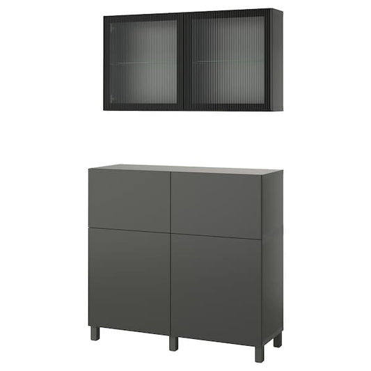 Ikea BESTÅ - Storage combination w doors/drawers, dark grey Lappviken/Stubbarp/Fällsvik anthracite, 120x42x213 cm
