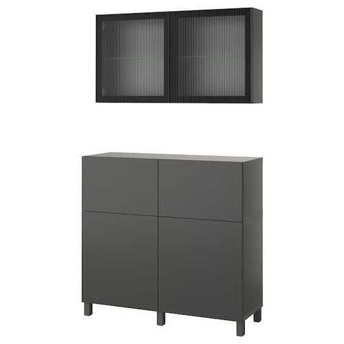 BESTÅ - Storage combination w doors/drawers, dark grey Lappviken/Stubbarp/Fällsvik anthracite, 120x42x213 cm