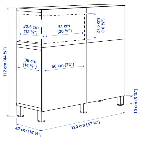 BESTÅ - Storage combination w doors/drawers, dark grey/Lappviken/Stubbarp dark grey, 120x42x112 cm