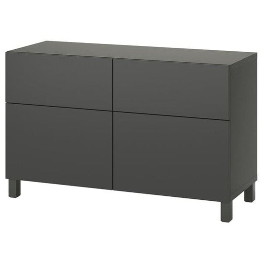 Ikea BESTÅ - Storage combination w doors/drawers, dark grey/Lappviken/Stubbarp dark grey, 120x42x74 cm