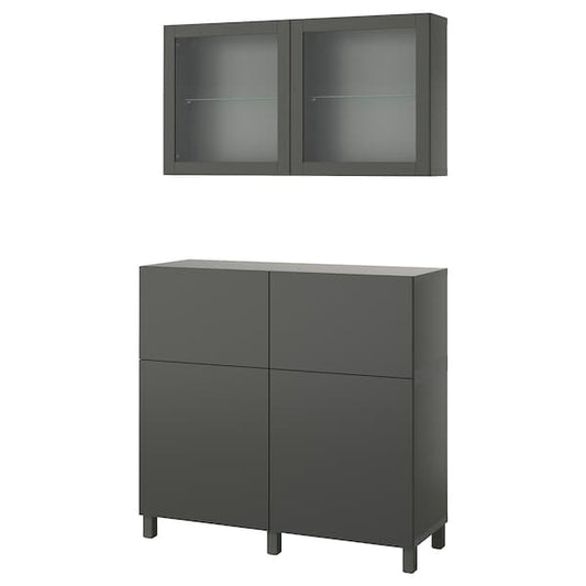 BESTÅ - Storage combination w doors/drawers, dark grey Lappviken/Stubbarp/Sindvik dark grey, 120x42x213 cm - best price from Maltashopper.com 09555825