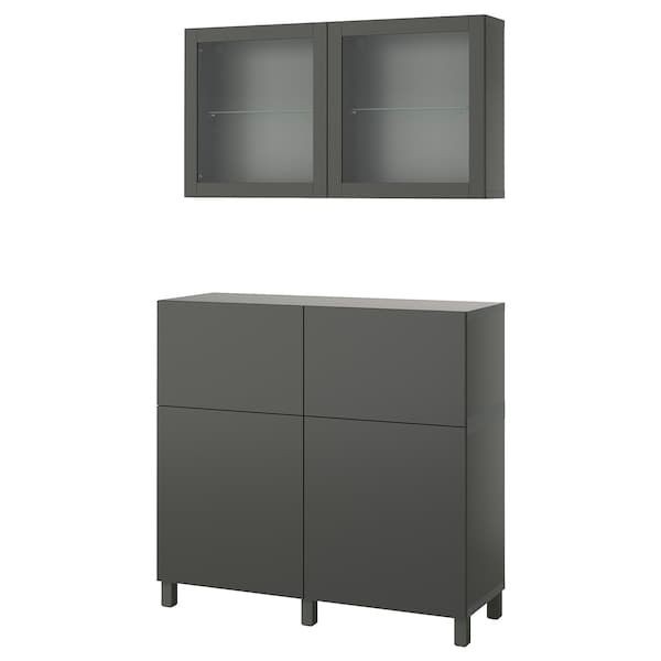 BESTÅ - Storage combination w doors/drawers, dark grey Lappviken/Stubbarp/Sindvik dark grey, 120x42x213 cm