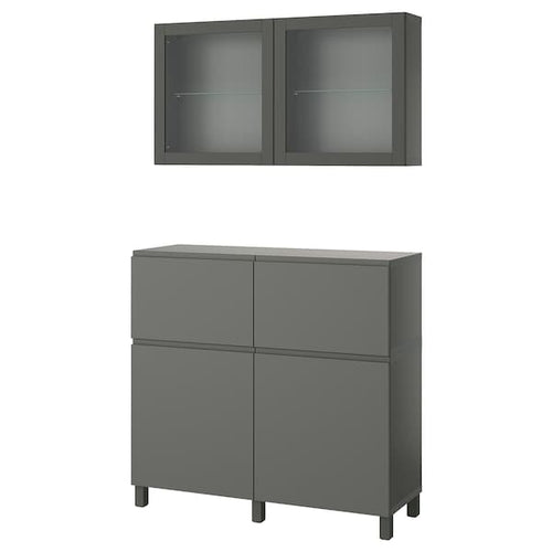 BESTÅ - Storage combination w doors/drawers, dark grey Västerviken/Sindvik dark grey, 120x42x213 cm